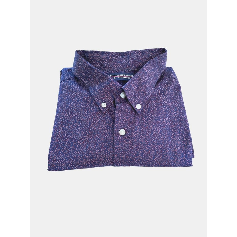 Roundtree & Yorke Casual Button Down Shirt Mens 3X Short Sleeve Purple